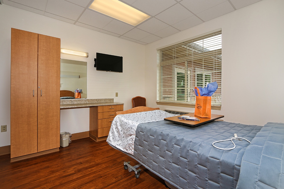 Resident room with gift on the bed